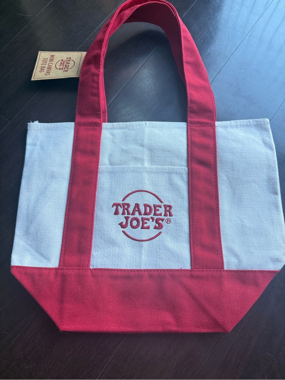 NWT Trader Joe's Red & White mini Canvas Tote